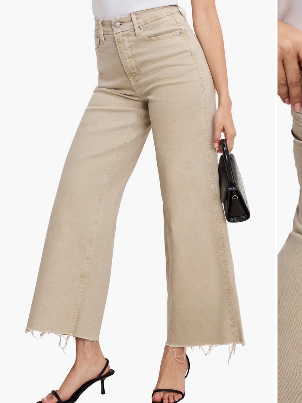 Good American Good Skate Crop Beige
